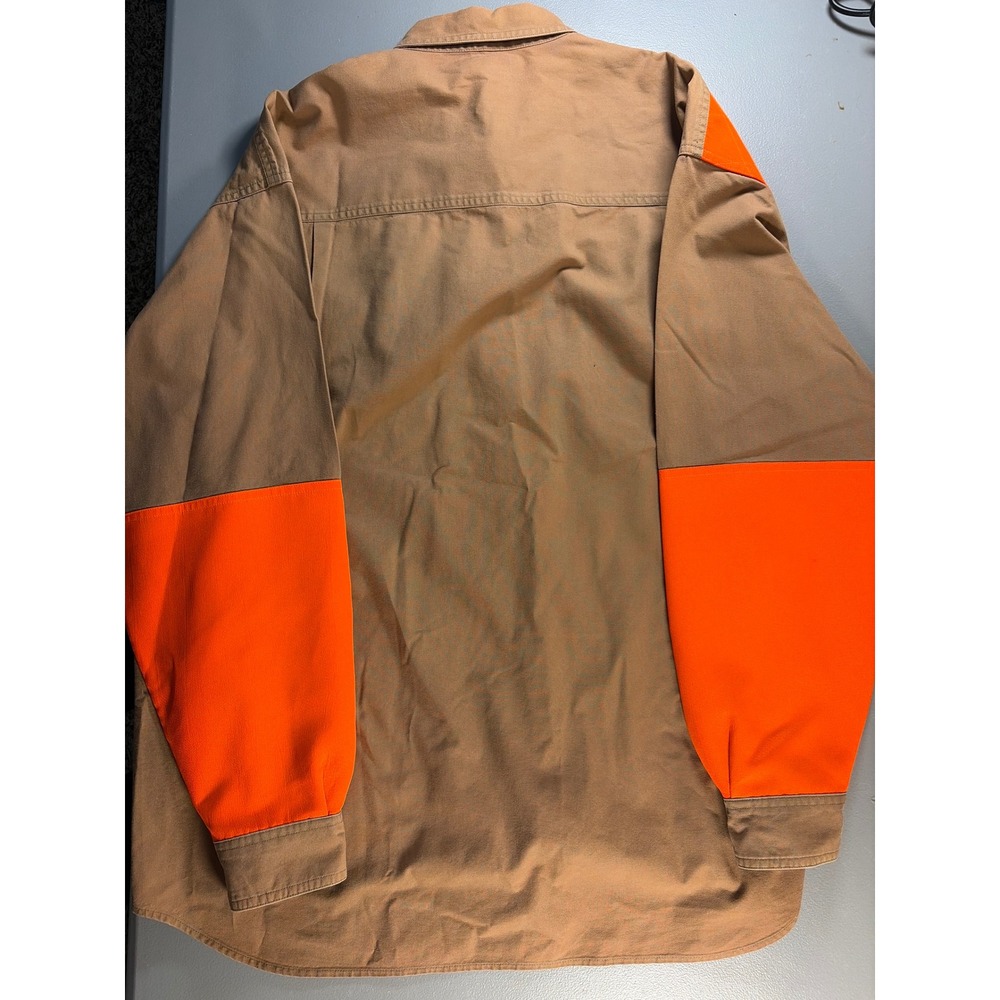 Columbia Hunting Shirt Mens XL Brown Blaze Orange Shooting Patch Long Sleeve Cot - Picture 9 of 9